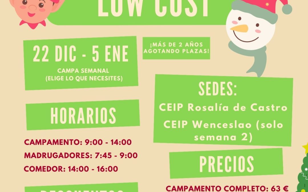 Reserva Plaza Campamento LOW COST NAVIDAD 2023