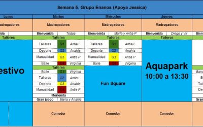 Planing Campamento sede María Pita 5º Semana