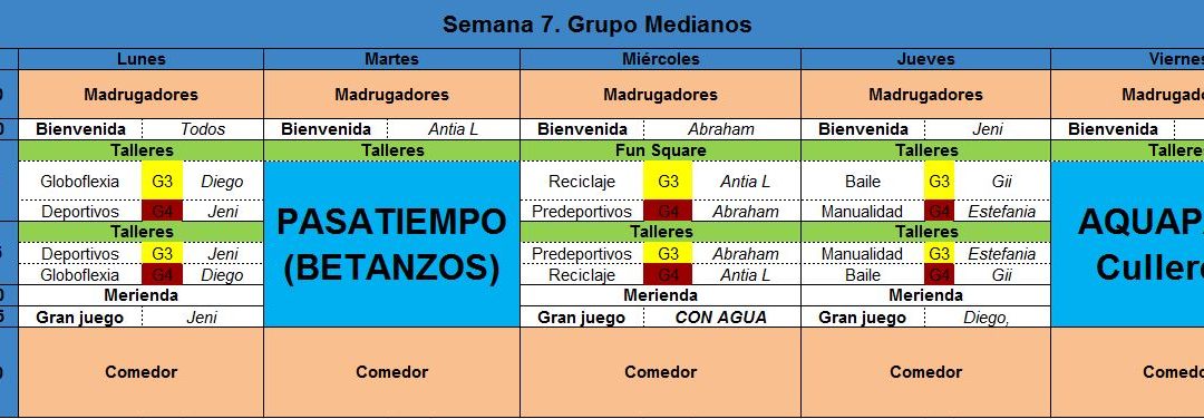 Planing 7º Semana de Campamento